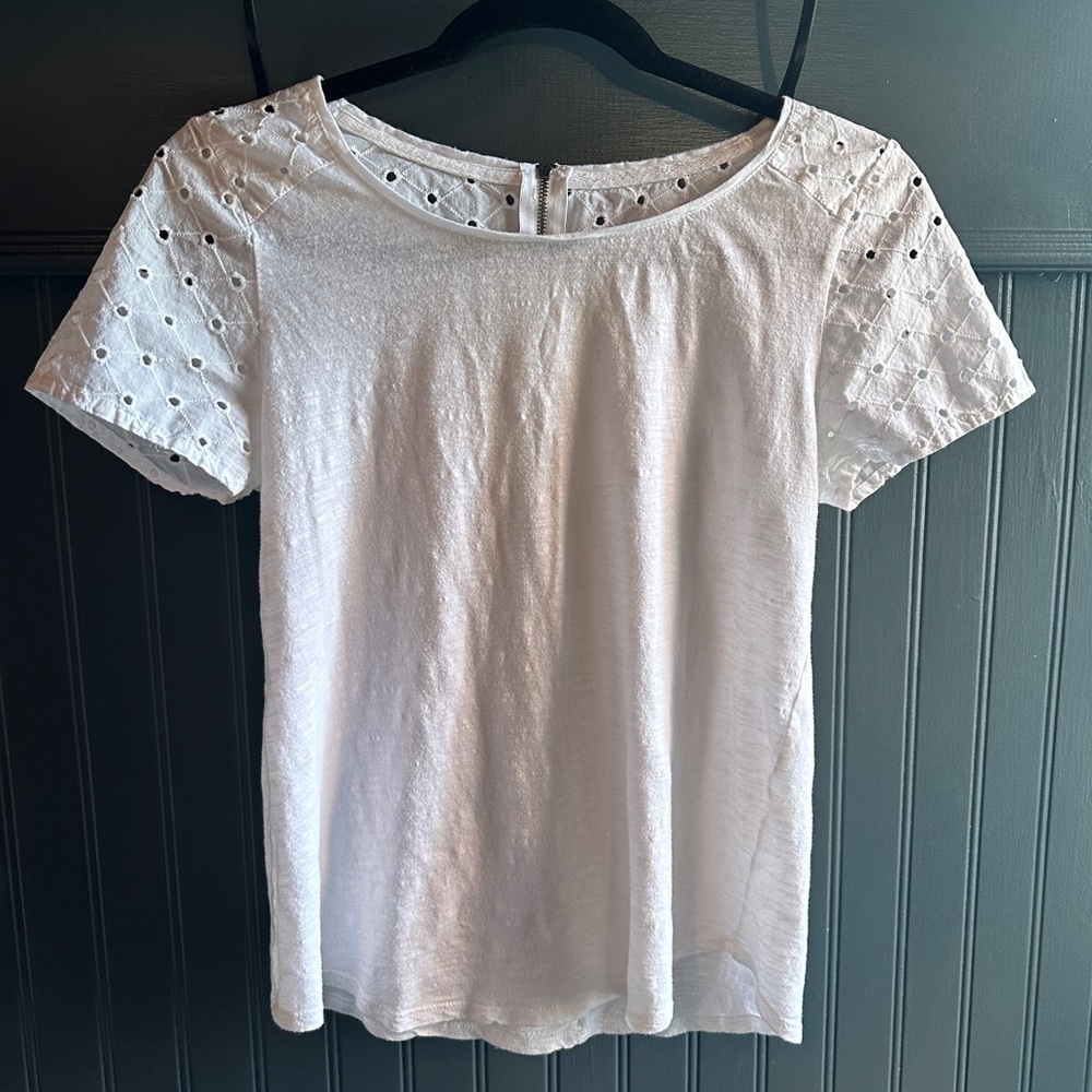 Lucky Brand White Eyelet Short Sleeve Top